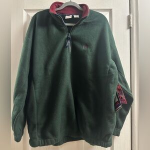 vintage Bugle Boy green fleece quarter-zip pullover size XXL